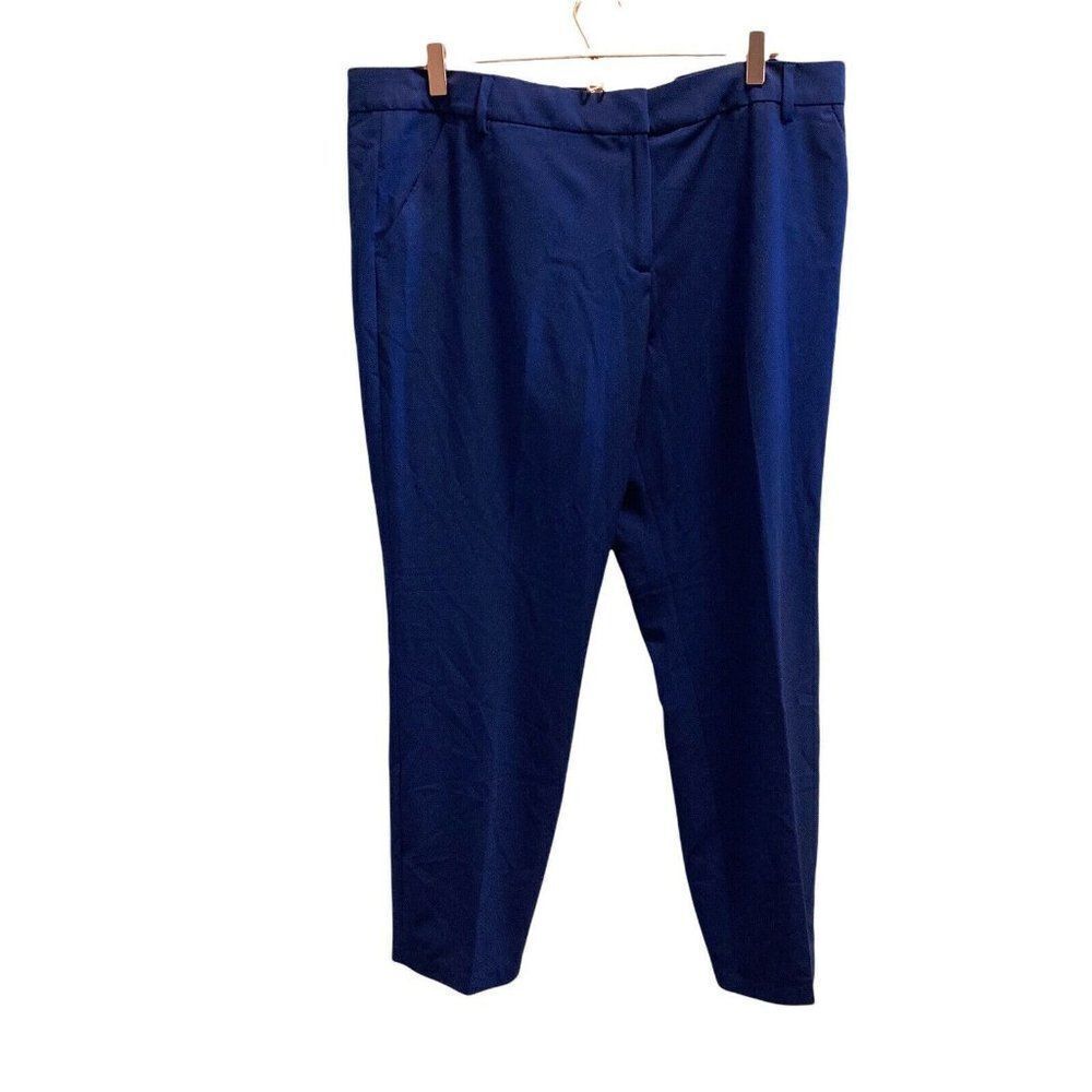 SUNG Alfred Sung Womens BLUE Mid Rise Slim Capri Crop Pant Pockets Size 18 I
